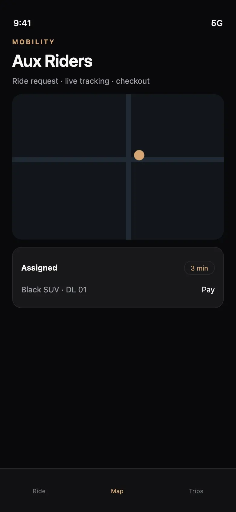 Aux Riders live tracking and booking